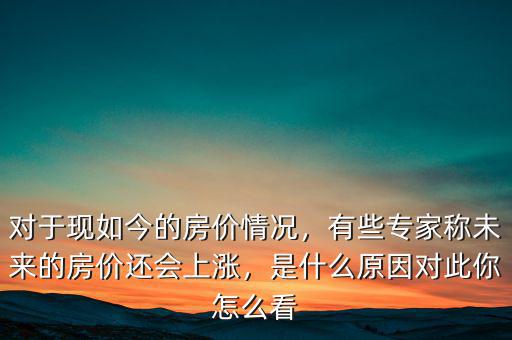 對于現(xiàn)如今的房價情況，有些專家稱未來的房價還會上漲，是什么原因?qū)Υ四阍趺纯? class=