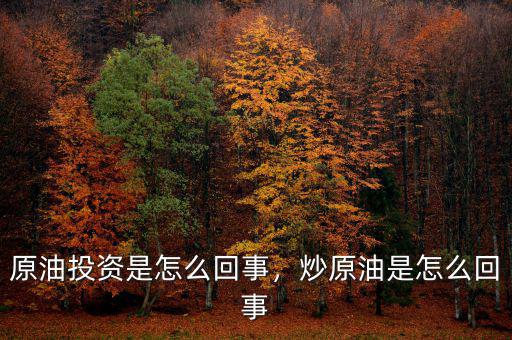 原油投資是怎么回事，炒原油是怎么回事
