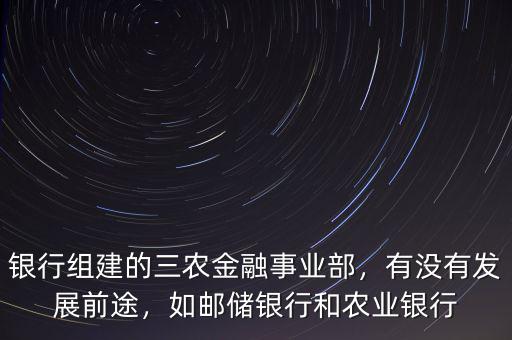 銀行組建的三農金融事業(yè)部，有沒有發(fā)展前途，如郵儲銀行和農業(yè)銀行