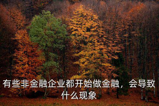 有些非金融企業(yè)都開始做金融，會導(dǎo)致什么現(xiàn)象