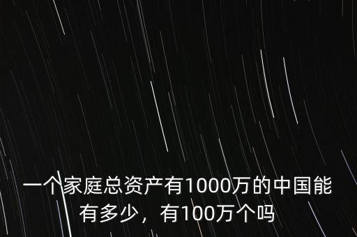 一個(gè)家庭總資產(chǎn)有1000萬(wàn)的中國(guó)能有多少，有100萬(wàn)個(gè)嗎