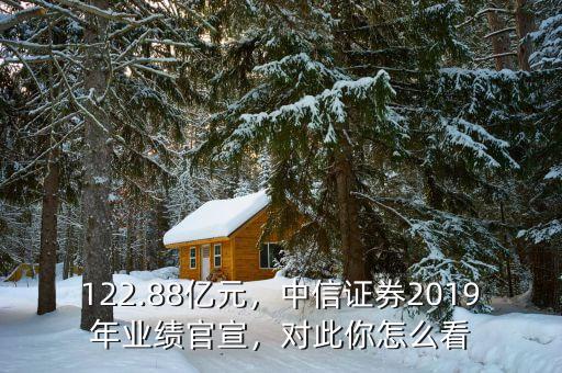 122.88億元，中信證券2019年業(yè)績官宣，對此你怎么看