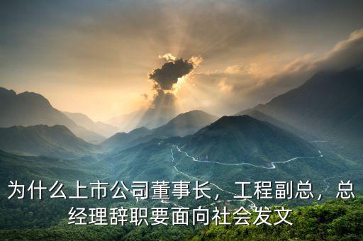 為什么上市公司董事長，工程副總，總經(jīng)理辭職要面向社會發(fā)文