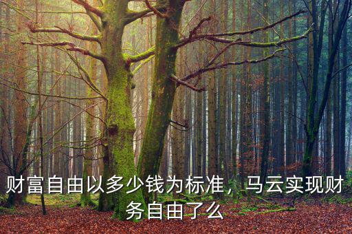 財富自由以多少錢為標(biāo)準(zhǔn)，馬云實現(xiàn)財務(wù)自由了么
