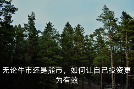 無論牛市還是熊市，如何讓自己投資更為有效