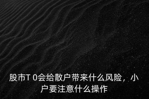 股市T 0會給散戶帶來什么風(fēng)險，小戶要注意什么操作