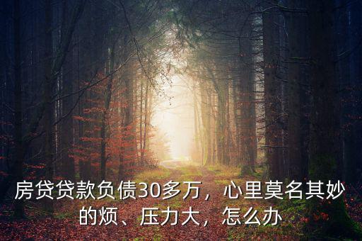 房貸貸款負債30多萬，心里莫名其妙的煩、壓力大，怎么辦
