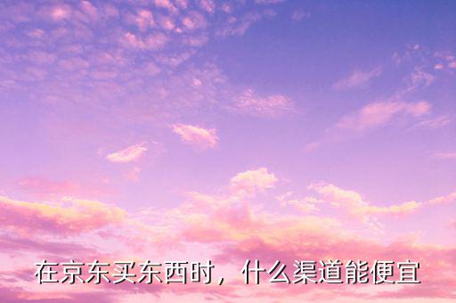在京東買東西時，什么渠道能便宜