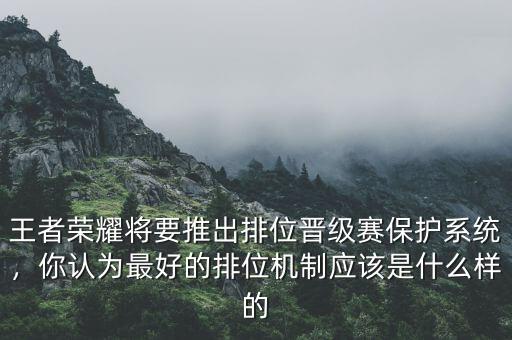 王者榮耀將要推出排位晉級賽保護系統(tǒng)，你認為最好的排位機制應該是什么樣的
