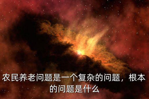 農(nóng)民養(yǎng)老問題是一個(gè)復(fù)雜的問題，根本的問題是什么