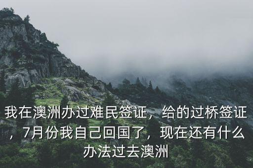 我在澳洲辦過難民簽證，給的過橋簽證，7月份我自己回國了，現在還有什么辦法過去澳洲