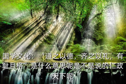 國(guó)學(xué)文化：“道之以德，齊之以禮，有恥且格”是什么意思呢是不是說(shuō)的仁政天下呢