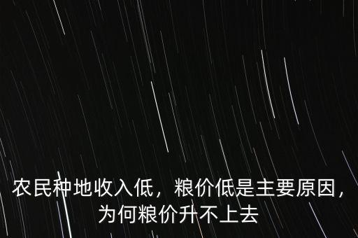 農(nóng)民種地收入低，糧價低是主要原因，為何糧價升不上去