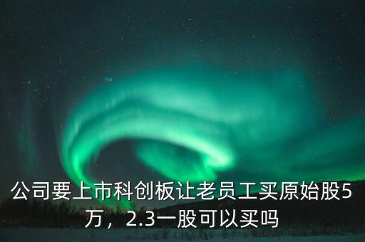 公司要上市科創(chuàng)板讓老員工買原始股5萬(wàn)，2.3一股可以買嗎