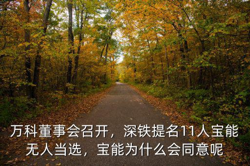 萬科董事會召開，深鐵提名11人寶能無人當(dāng)選，寶能為什么會同意呢