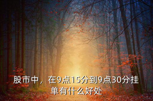 股市中，在9點(diǎn)15分到9點(diǎn)30分掛單有什么好處