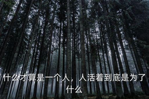 什么才算是一個(gè)人，人活著到底是為了什么