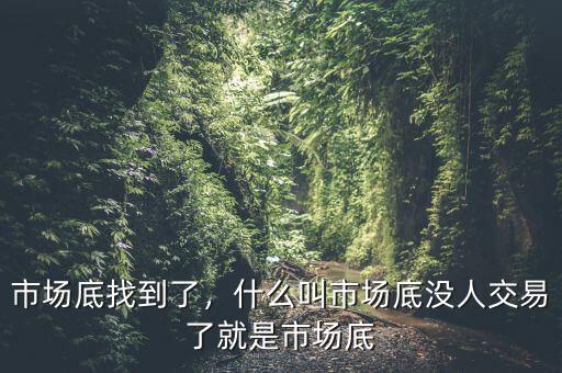 市場(chǎng)底找到了，什么叫市場(chǎng)底沒(méi)人交易了就是市場(chǎng)底