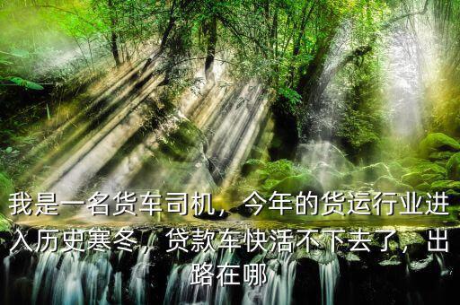 我是一名貨車司機(jī)，今年的貨運行業(yè)進(jìn)入歷史寒冬，貸款車快活不下去了，出路在哪