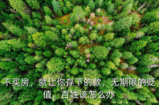 不買房，就讓你存下的款，無期限的貶值，百姓該怎么辦
