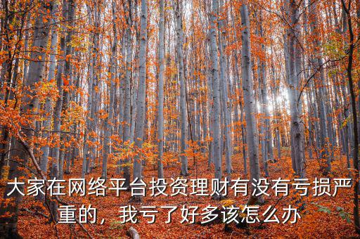 大家在網(wǎng)絡(luò)平臺投資理財(cái)有沒有虧損嚴(yán)重的，我虧了好多該怎么辦