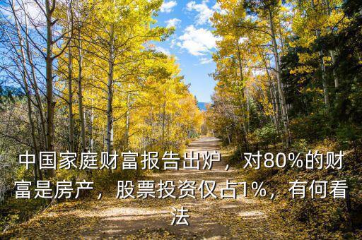中國家庭財富報告出爐，對80%的財富是房產(chǎn)，股票投資僅占1%，有何看法