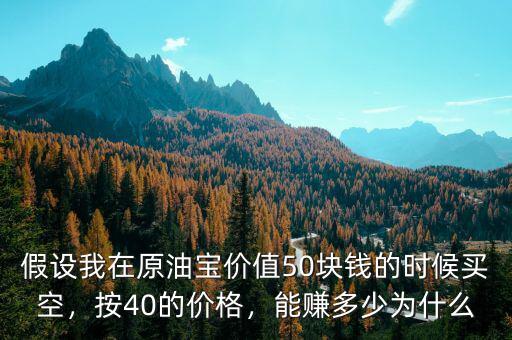 假設(shè)我在原油寶價(jià)值50塊錢(qián)的時(shí)候買(mǎi)空，按40的價(jià)格，能賺多少為什么
