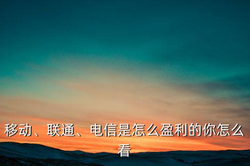 移動(dòng)、聯(lián)通、電信是怎么盈利的你怎么看