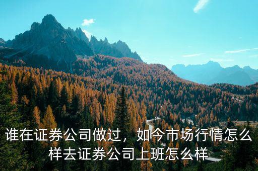 誰(shuí)在證券公司做過(guò)，如今市場(chǎng)行情怎么樣去證券公司上班怎么樣