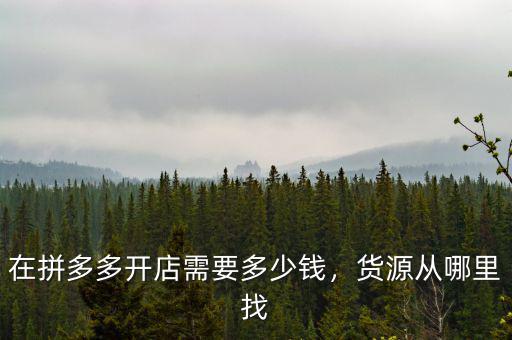 在拼多多開店需要多少錢，貨源從哪里找