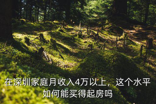 在深圳家庭月收入4萬以上，這個(gè)水平如何能買得起房嗎