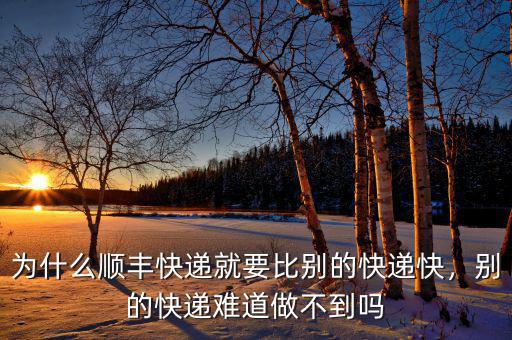 為什么順豐快遞就要比別的快遞快，別的快遞難道做不到嗎