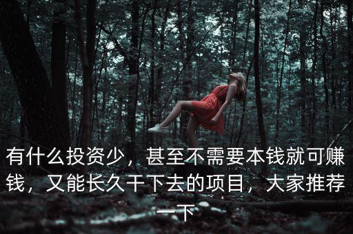 有什么投資少，甚至不需要本錢(qián)就可賺錢(qián)，又能長(zhǎng)久干下去的項(xiàng)目，大家推薦一下