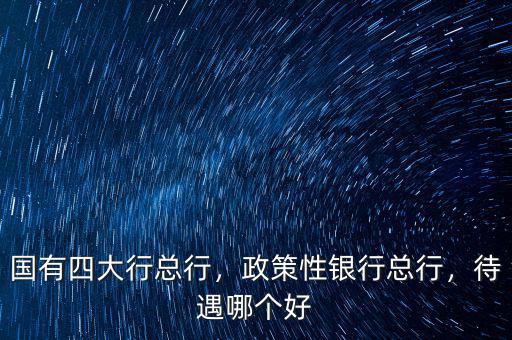 國有四大行總行，政策性銀行總行，待遇哪個好