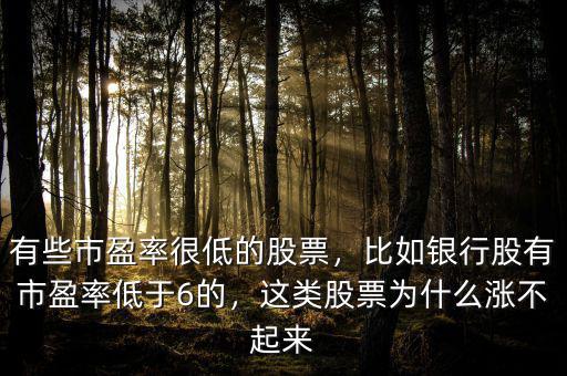 有些市盈率很低的股票，比如銀行股有市盈率低于6的，這類股票為什么漲不起來