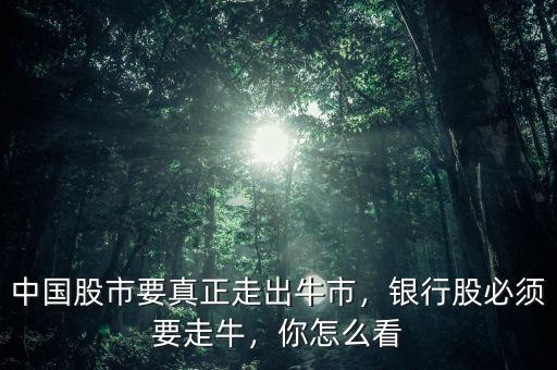 中國股市要真正走出牛市，銀行股必須要走牛，你怎么看