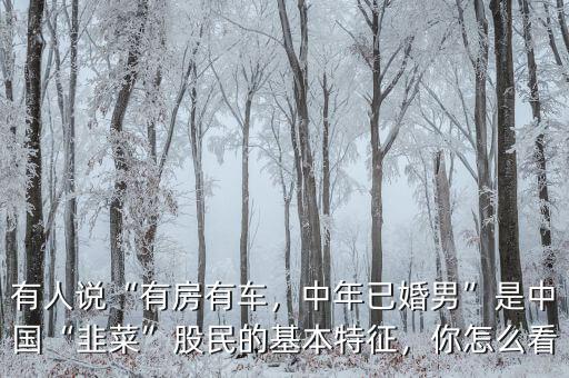 有人說“有房有車，中年已婚男”是中國(guó)“韭菜”股民的基本特征，你怎么看