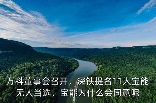 萬(wàn)科董事會(huì)召開，深鐵提名11人寶能無(wú)人當(dāng)選，寶能為什么會(huì)同意呢