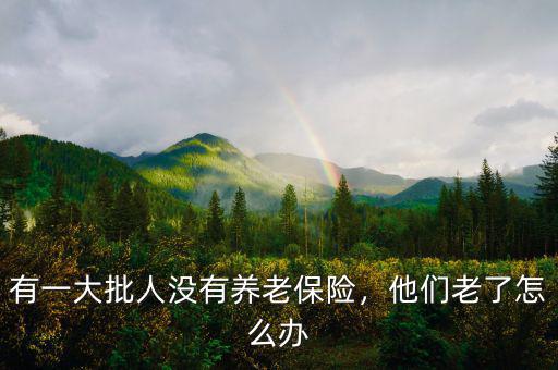有一大批人沒有養(yǎng)老保險，他們老了怎么辦