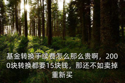 基金轉(zhuǎn)換手續(xù)費(fèi)怎么那么貴啊，2000塊轉(zhuǎn)換都要15塊錢(qián)，那還不如賣(mài)掉重新買(mǎi)