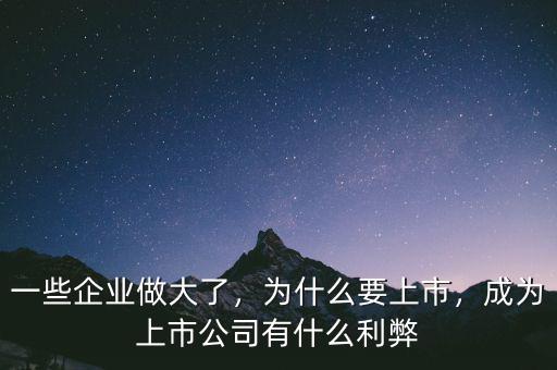 一些企業(yè)做大了，為什么要上市，成為上市公司有什么利弊