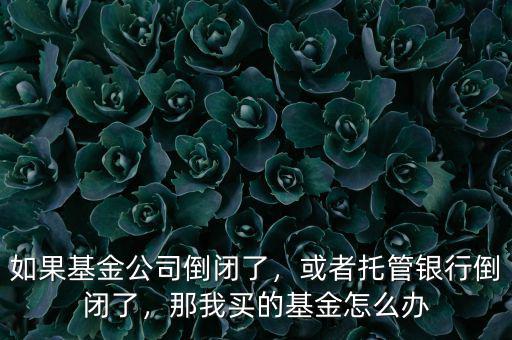如果基金公司倒閉了，或者托管銀行倒閉了，那我買的基金怎么辦