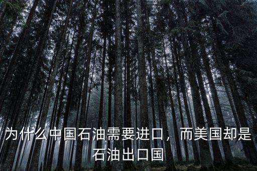 為什么中國石油需要進口，而美國卻是石油出口國