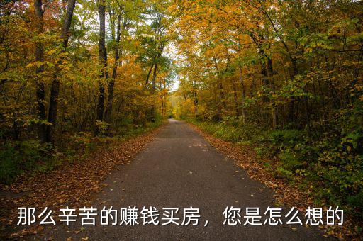 那么辛苦的賺錢(qián)買(mǎi)房，您是怎么想的