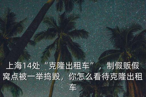 上海14處“克隆出租車”，制假販假窩點(diǎn)被一舉搗毀，你怎么看待克隆出租車