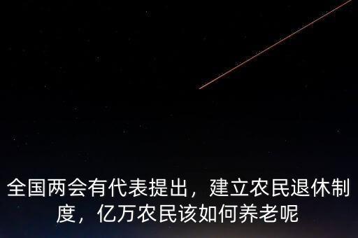 全國兩會有代表提出，建立農(nóng)民退休制度，億萬農(nóng)民該如何養(yǎng)老呢