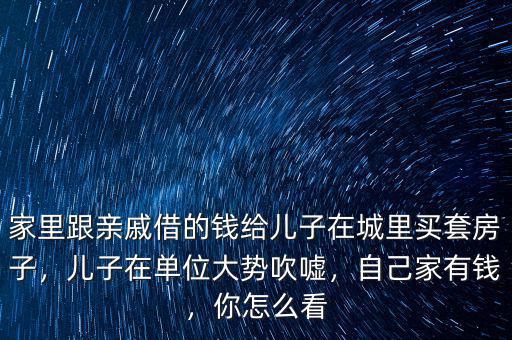 家里跟親戚借的錢給兒子在城里買套房子，兒子在單位大勢(shì)吹噓，自己家有錢，你怎么看