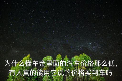 為什么懂車帝里面的汽車價格那么低，有人真的能用它說的價格買到車嗎