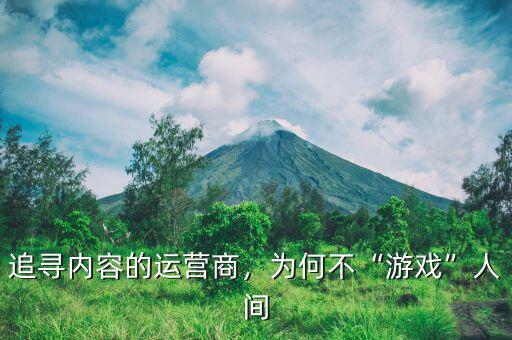 追尋內容的運營商，為何不“游戲”人間