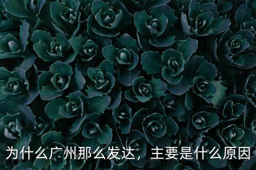 為什么廣州那么發(fā)達(dá)，主要是什么原因